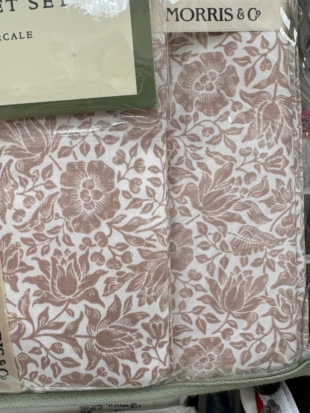 William MORRIS & CO. QUEEN Sheet Set Mallow Rose 100% Cotton Percale 4pcs - NIP
